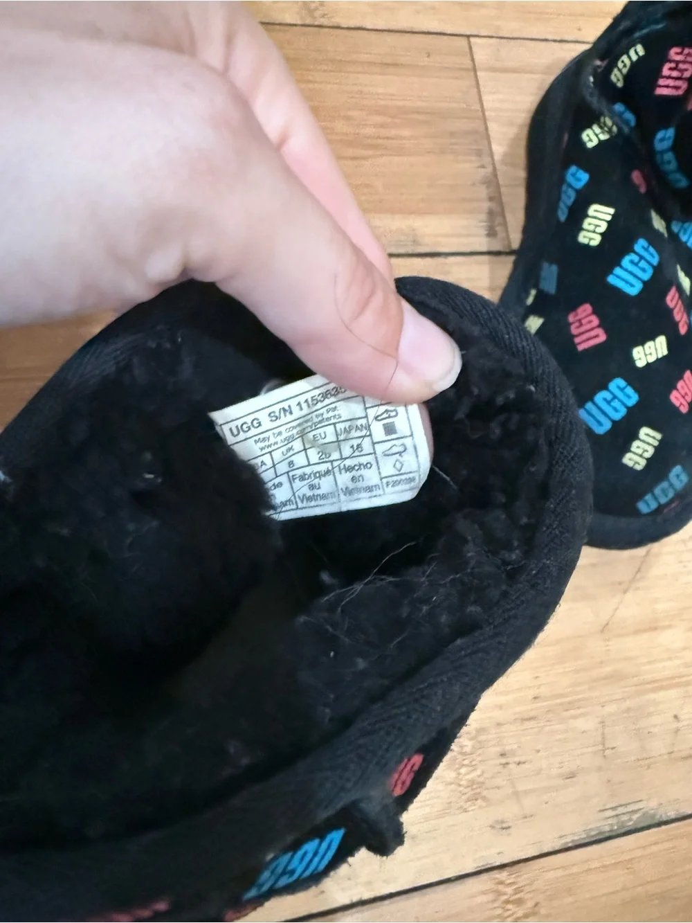 UGG Kids Black Boots with Multicolor Logo Print